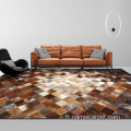Design marron réel tapis de tapis en cuir patchwork de vache